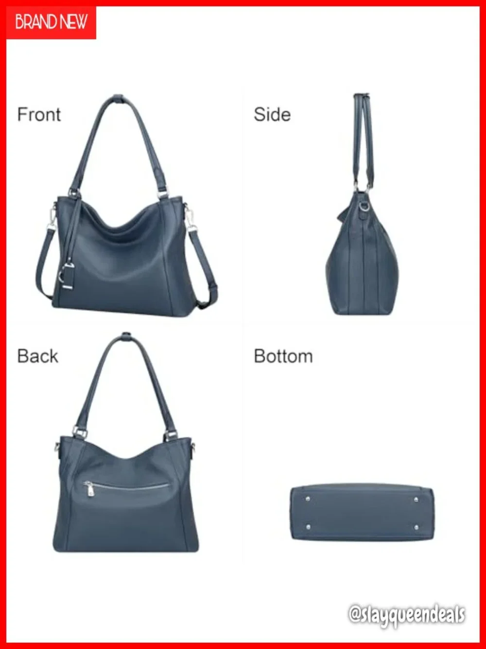 Genuine Leather Soft Large Crossbody Hobo Bag